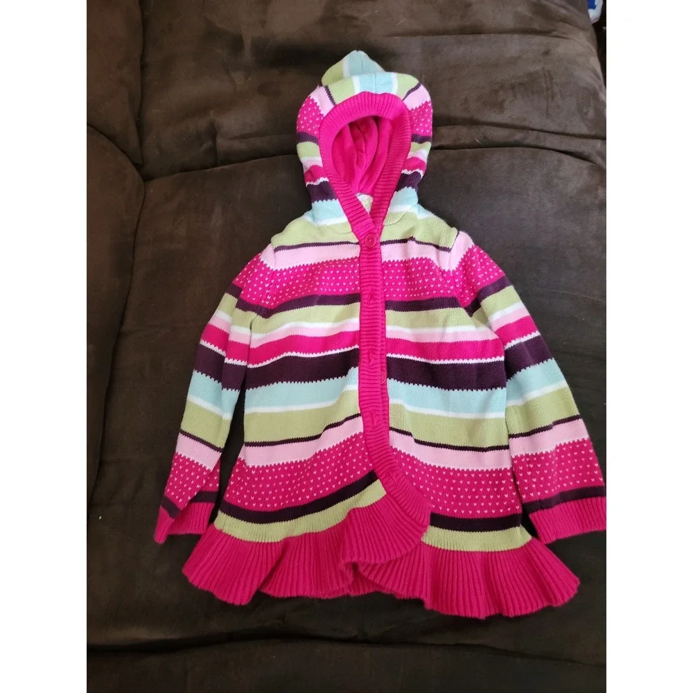 Crazy 8 pocketful of‎ petals striped hooded sweater size 2 years 2t